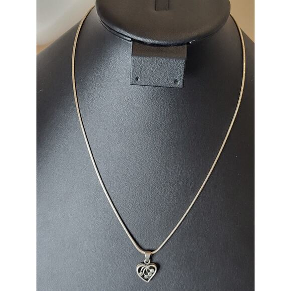 VTG GORGEOUS CW 925 STERLING SILVER NECKLACE WITH HEART PENDANT ITALY 18 IN - Picture 3 of 5